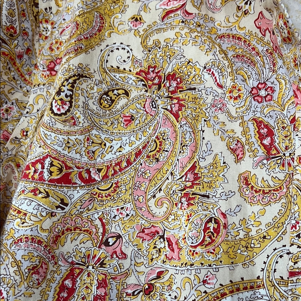 Chaps Paisley Button-Down Shirt in Cream, Red & Gold - Picture 3 of 5